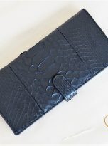 Ví Dài Da Trăn Nhập Khẩu. Ví Dài Da Thật Màu Đen M060