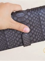 Ví Dài Da Trăn Nhập Khẩu. Ví Dài Da Thật Màu Nâu M061