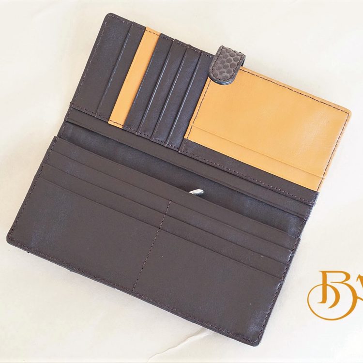 Ví Dài Da Trăn Nhập Khẩu. Ví Dài Da Thật Màu Nâu M061