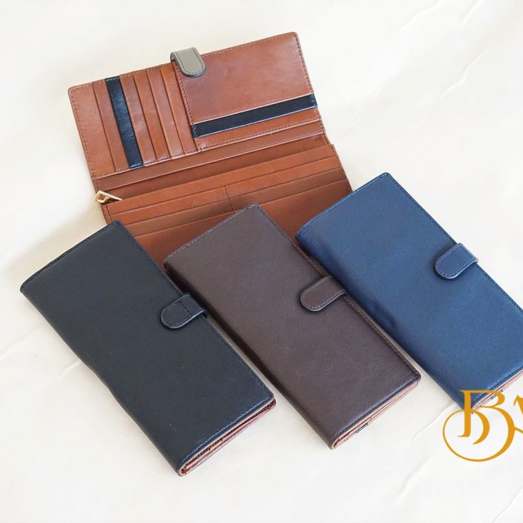 Ví Da Bò Cầm Tay Màu Xanh Navy. Ví Dài Da Thật M066