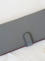 Ví Da Bò Cầm Tay Màu Xanh Oliu. Ví Dài Da Thật M063