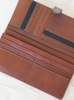 Ví Da Bò Cầm Tay Màu Xanh Oliu. Ví Dài Da Thật M063