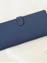 Ví Da Bò Cầm Tay Màu Xanh Navy. Ví Dài Da Thật M066