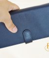 Ví Da Bò Cầm Tay Màu Xanh Navy. Ví Dài Da Thật M066