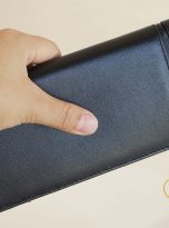 Ví Da Bò Cầm Tay Màu Đen. Ví Dài Da Thật M067