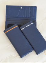 Ví Da Bò Cầm Tay Màu Xanh Navy. Ví Dài Da Thật M069