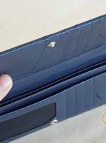 Ví Da Bò Cầm Tay Màu Xanh Navy. Ví Dài Da Thật M069