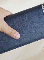 Ví Da Bò Cầm Tay Màu Xanh Navy. Ví Dài Da Thật M069