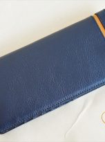 Ví Da Bò Cầm Tay Màu Xanh Navy. Ví Dài Da Thật M069