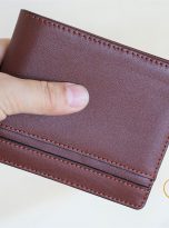 Ví Da Bò Nhập Khẩu Màu Nâu Đỏ. Ví Nam Da Thật Dáng Ngang M075