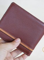 Ví Da Bò Nhập Khẩu Màu Nâu Đỏ. Ví Nam Da Thật Dáng Ngang M075