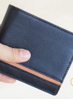 Ví Da Bò Nhập Khẩu Màu Đen. Ví Nam Da Thật Dáng Ngang M076