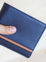 Ví Da Bò Nhập Khẩu Màu Xanh Navy. Ví Nam Da Thật Dáng Ngang M078