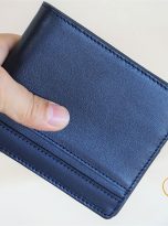 Ví Da Bò Nhập Khẩu Màu Xanh Navy. Ví Nam Da Thật Dáng Ngang M078