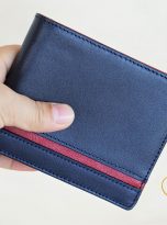 Ví Da Bò Nhập Khẩu Màu Xanh Navy. Ví Nam Da Thật Dáng Ngang M078