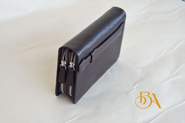 Clutch Da Bò Thời Trang Màu Nâu. Clutch Cầm Tay Da Epsom M080