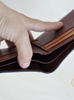 Ví Da Bò Nhập Khẩu Màu Nâu Đỏ. Ví Nam Da Thật Dáng Ngang M083