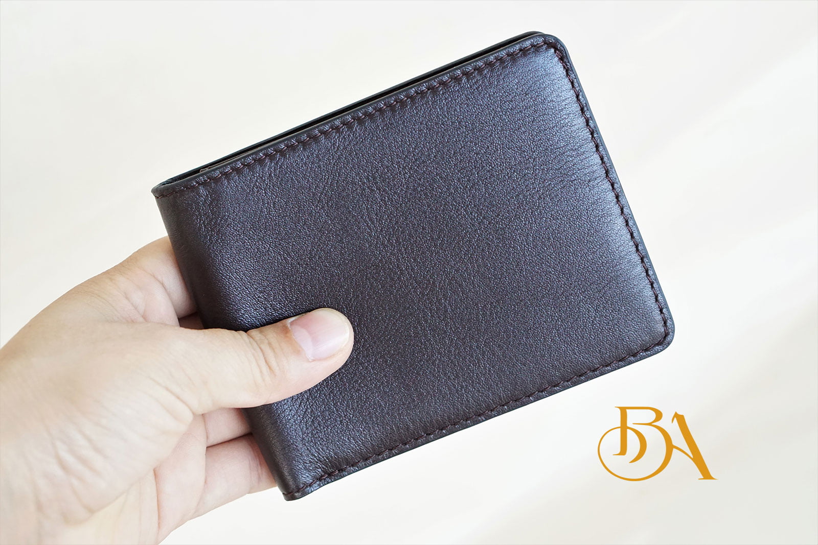 Ví Da Bò Nhập Khẩu Màu Nâu. Ví Nam Da Thật Dáng Ngang M084