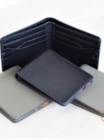 Ví Da Bò Nhập Khẩu Màu Đen. Ví Nam Da Thật Dáng Ngang M085
