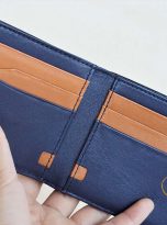 Ví Da Bò Nhập Khẩu Màu Xanh Navy. Ví Nam Da Thật Dáng Ngang M087