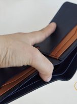 Ví Da Bò Nhập Khẩu Màu Xanh Navy. Ví Nam Da Thật Dáng Ngang M087