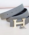 Dây lưng da nam Handmade xám cát, Thắt lưng mặt chữ H da Togo TLB109