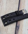 Dây đồng hồ da bò Veg-tan Handmade màu đen phong cách Racing CO140