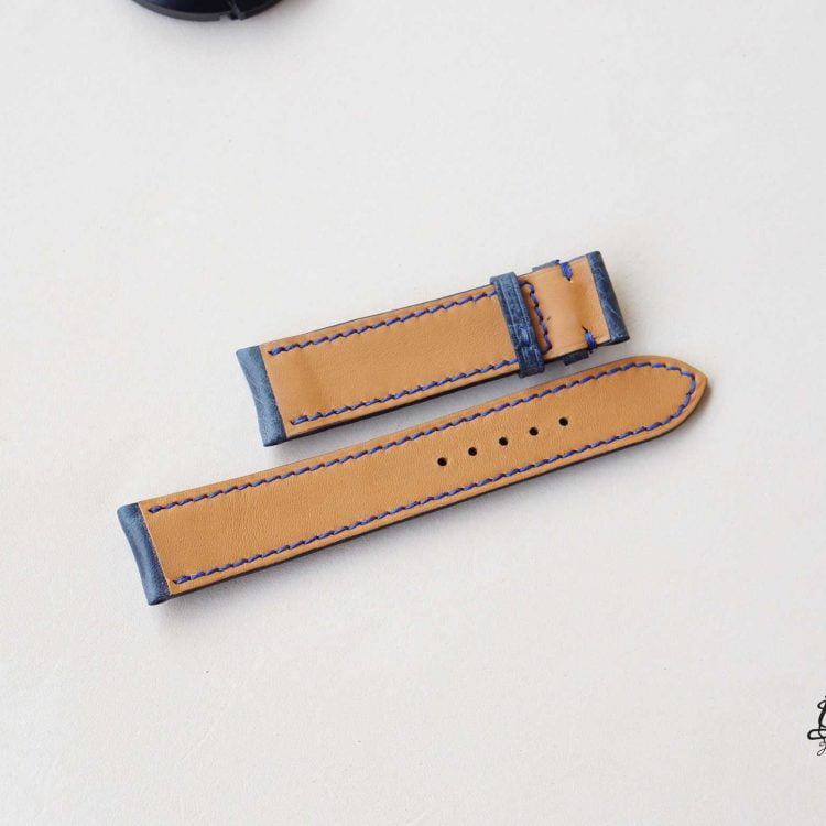 Dây Đồng Hồ Da Bò Tuscany Vintage Handmade Xanh Navy