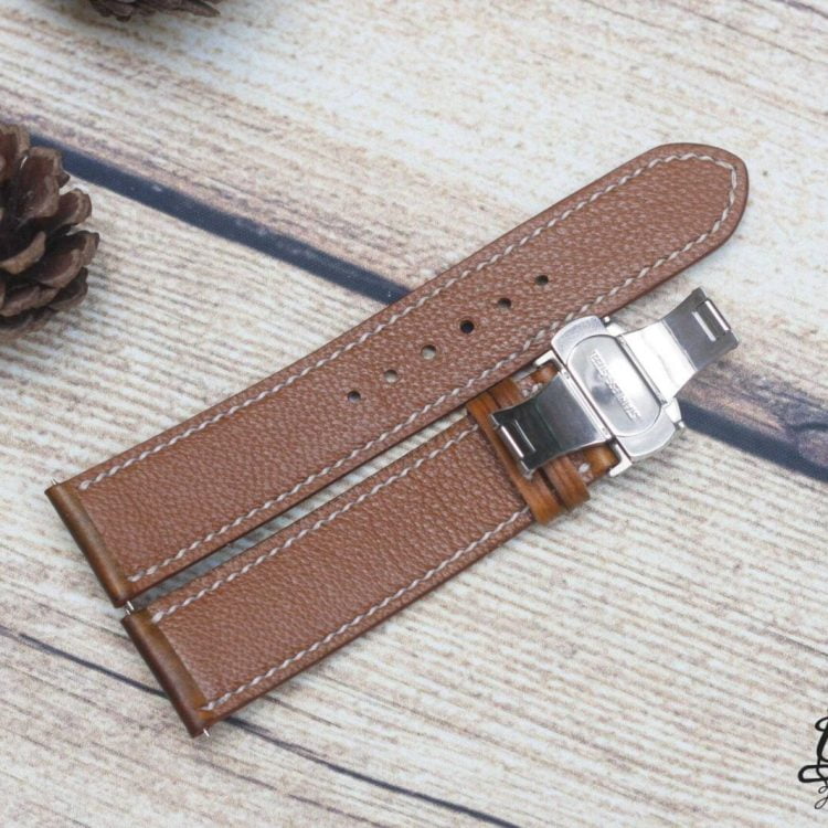 Dây đồng hồ da bò Veg-tan Handmade màu nâu Patina CO133