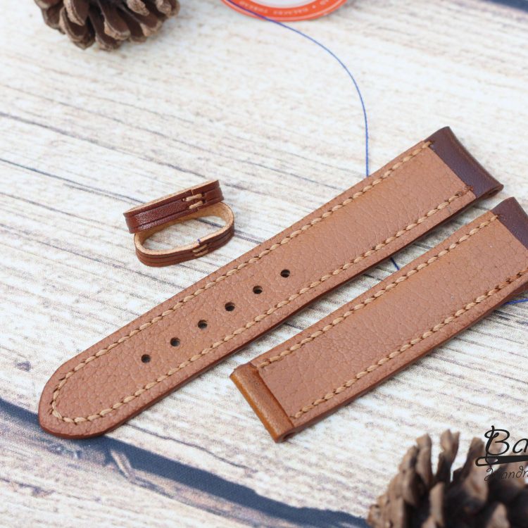 Dây đồng hồ da bò Veg-tan phong cách Patina màu vàng bò cháy CO123