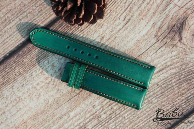 Dây đồng hồ da bò Veg-tan Handmade màu xanh Aqua Green CO136