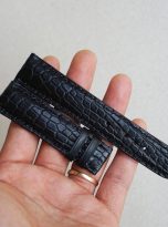 Dây đồng hồ da cá sấu Handmade nhập khẩu màu đen