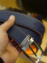 Dây lưng da Epsom cho nữ, thắt lưng nữ da bò Handmade xanh navy