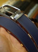 Dây lưng da Epsom cho nữ, thắt lưng nữ da bò Handmade xanh navy