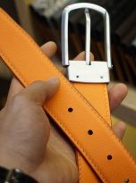 Dây lưng da Epsom cho nữ, thắt lưng nữ da bò Handmade xanh navy