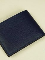 Ví nam da Epsom Handmade, ví da bê phối da cá sấu màu xanh navy