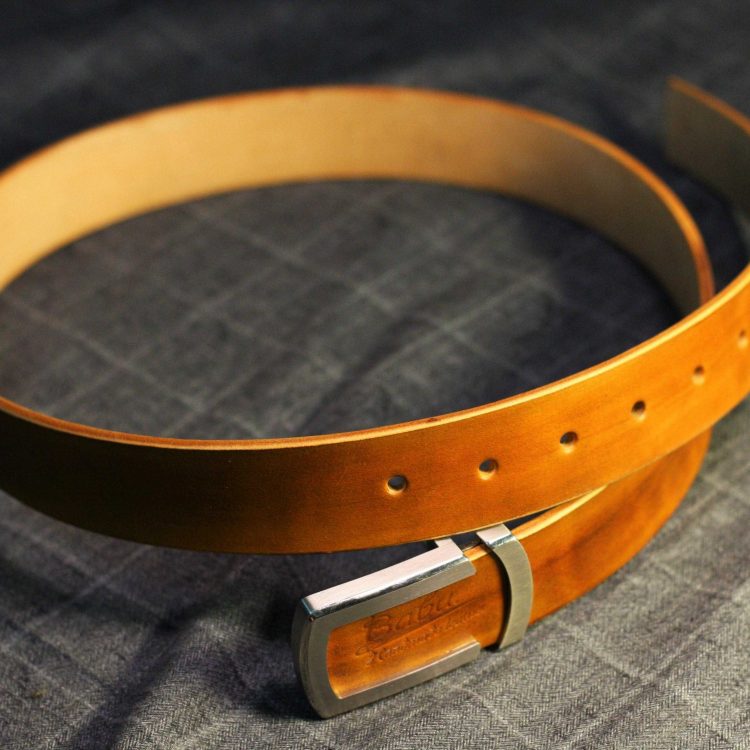 Thắt lưng da bò Veg-tan Handmade cao cấp, dây nịt da bò nguyên miếng VLB103