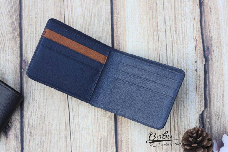 Ví da dê Alran Chevre Sully Handmade màu xanh navy GWL111