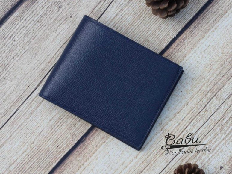 Ví da dê Alran Chevre Sully Handmade màu xanh navy GWL110