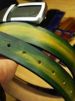 Thắt lưng da bò Veg-tan Handmade màu xanh Patina