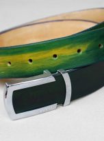 Thắt lưng da bò Veg-tan Handmade màu xanh Patina