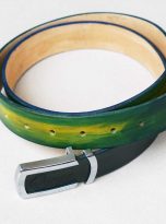 Thắt lưng da bò Veg-tan Handmade màu xanh Patina