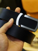 Thắt lưng da bò Veg-tan màu đen, dây lưng da bò nguyên miếng