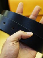 Thắt lưng da bò Veg-tan màu đen, dây lưng da bò nguyên miếng