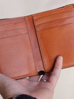 Ví da bò Vachetta Handmade, Ví đứng da bò nhập khẩu màu vàng bò