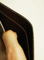 Ví da dê Handmade cao cấp, ví da Alran Chevre Sully xám cát