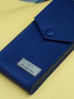 Bao đựng bút da Epsom màu xanh navy, hộp đựng bút da bò Handmade