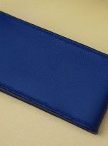 Bao đựng bút da Epsom màu xanh navy, hộp đựng bút da bò Handmade