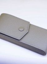 Bao đựng bút da Epsom màu xám cát, hộp đựng bút da bò nhập khẩu