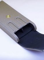 Bao đựng bút da Epsom màu xám cát, hộp đựng bút da bò nhập khẩu